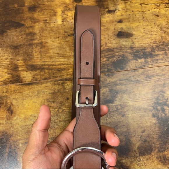 Lauren Ralph Lauren Leather Brown Belt Double Ring Womens M Silver Equestrian - Picture 5 of 16